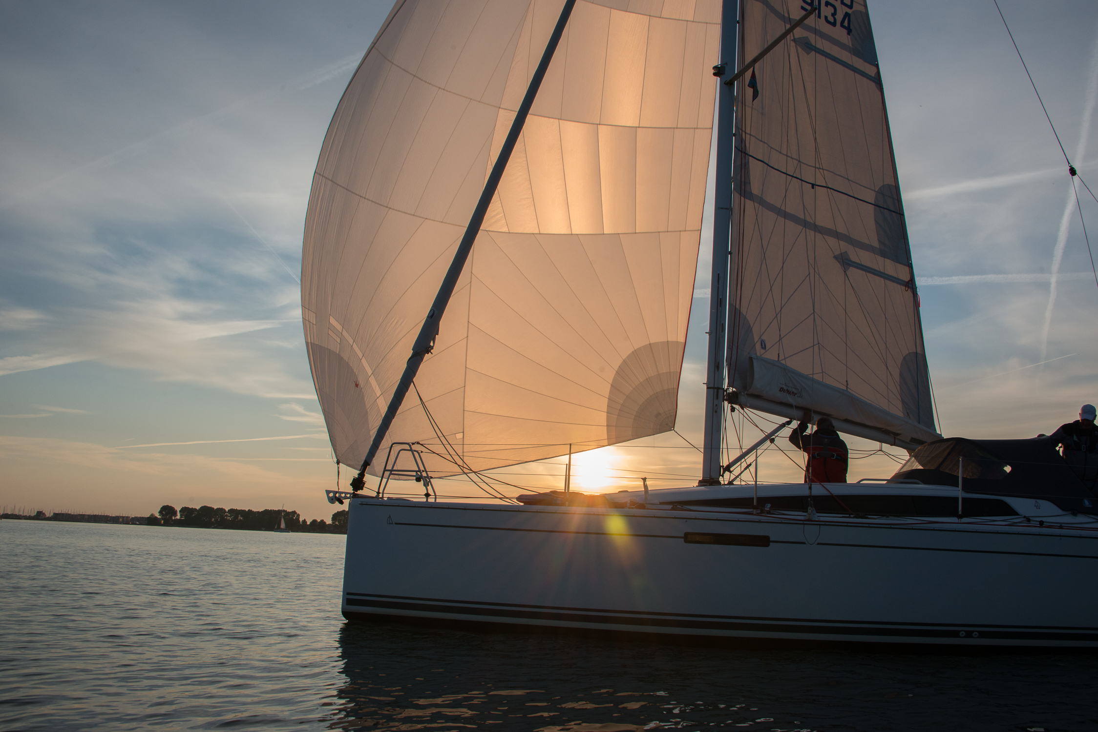 waterland ship at sunset