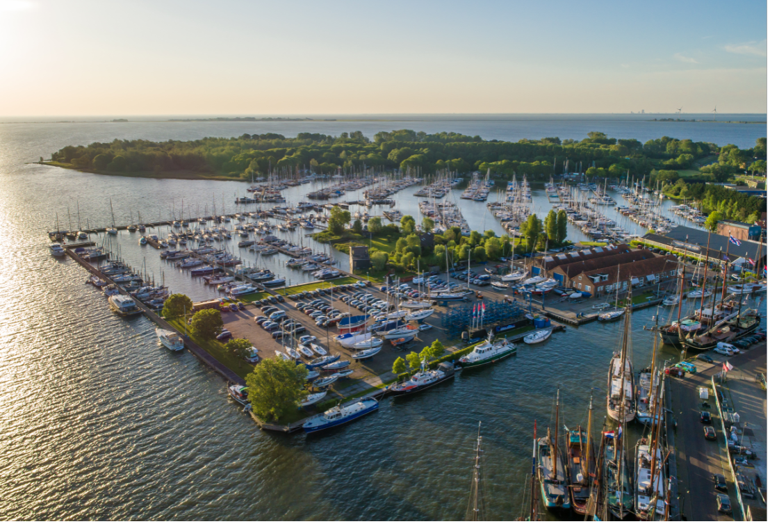 marina overview at dusk